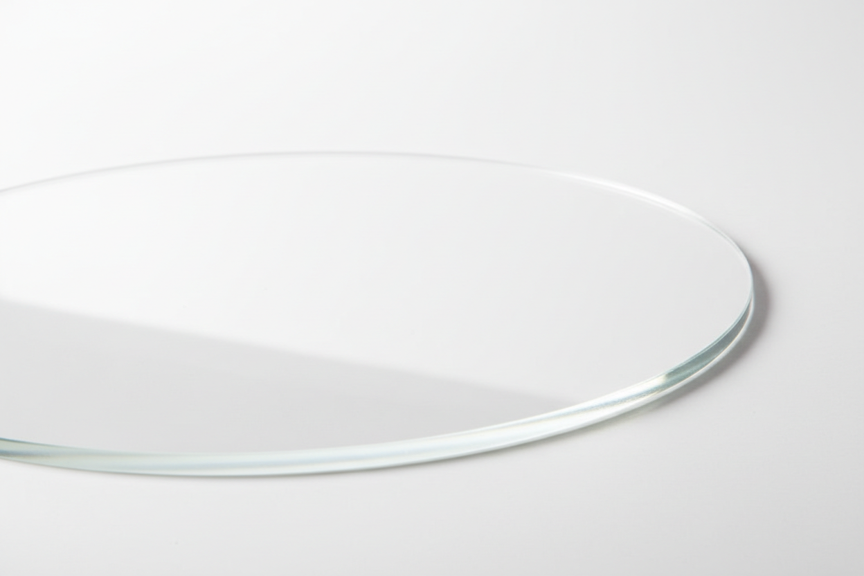 disque transparent avec vue tranche polie (important)