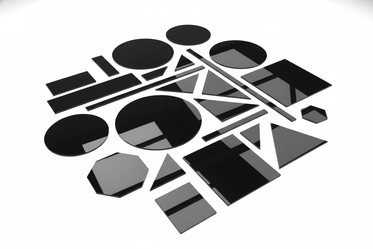 Plexiglas Noir Brillant 3 mm découpes en forme