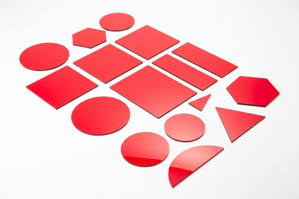Plexiglas Rouge Brillant 3 mm – plusieurs formes