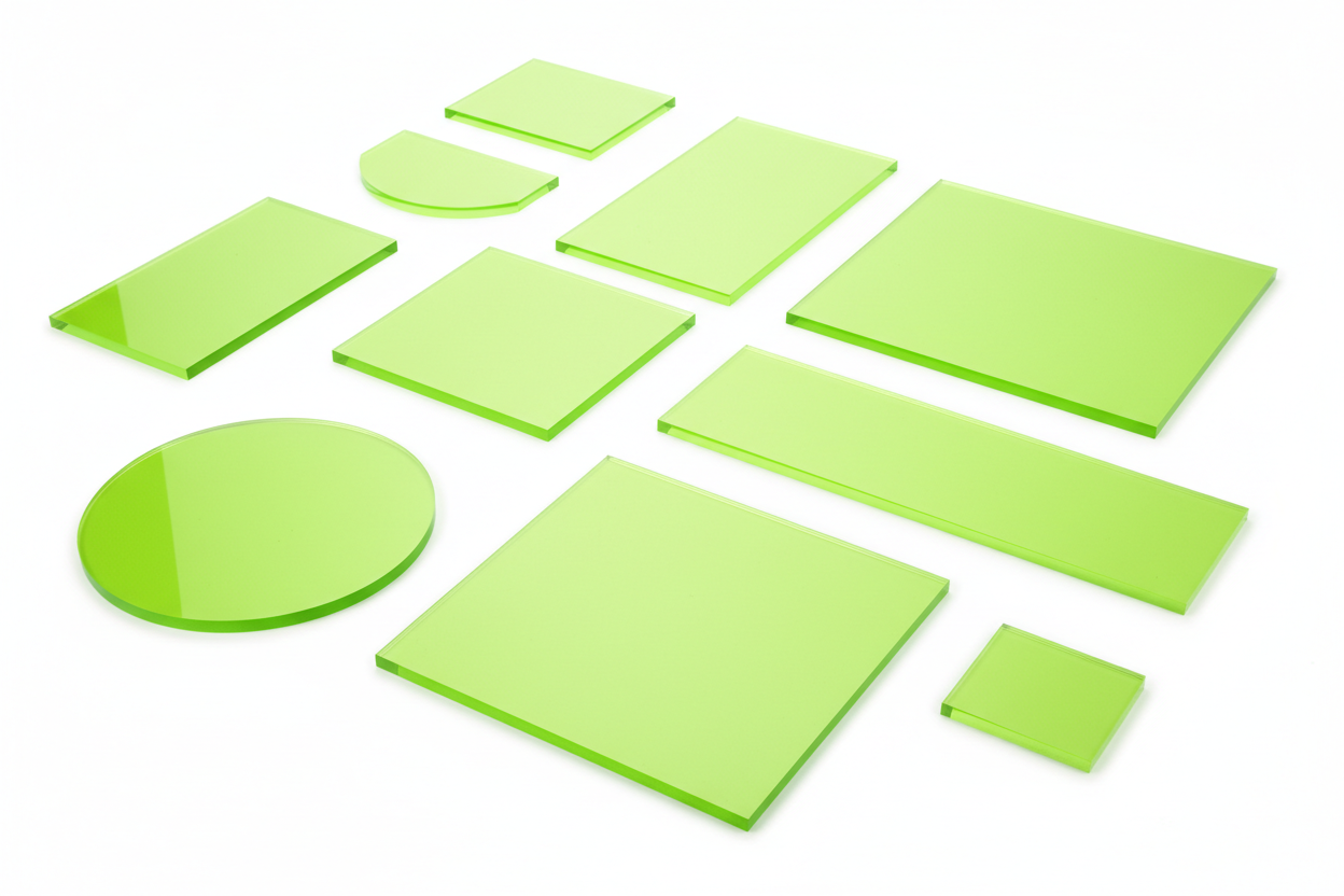 Plexiglas Vert Fluo 3 mm formes